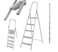 Kadax Single-Sided Steel Ladder With Non-Slip Feet, Step Ladder, Ladder With Shelf, Step Ladder, Folding Ladder