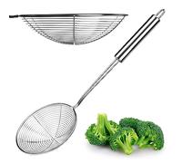 KADAX Slotted Spoon, Stainless Steel Skimmer Ladle with Long Handle, Spider Strainer, Silver Straining Spoon, Kitchen Mesh Spoon (16 cm)