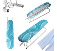 Kadax Small Ironing Board, Table Ironing Board With 3 mm Foam Underlay, Folding Board With Removable Cover (Blue, 53 X 13 Cm)