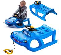 Kadax Snow Sledge, Plastic Sled With Steering Wheel And Horn, Lightweight Sledge With Steel Runners (91 X 45 X 22 Cm, Blue)