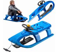 Kadax Snow Sledge, Plastic Sledge With Steering Wheel And Horn For Sledding, Sled With Steel Runners (102 X 41 X 20 Cm, Blue)