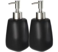 Kadax Soap Dispenser 400 Ml, Ceramic Hand Soap Container With Plastic Pump For Bathroom (Set Of 2, Black)