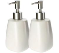 Kadax Soap Dispenser 400 Ml, Ceramic Hand Soap Container With Plastic Pump For Bathroom (Set Of 2, White)