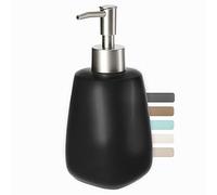 KADAX Soap Dispenser, Ceramic Hand Soap Container with Plastic Pump for Bathroom, Refillable Matte Bottle for Liquid Soap and Lotion (Black, 400 ml)