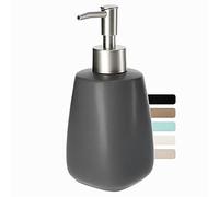KADAX Soap Dispenser, Ceramic Hand Soap Container with Plastic Pump for Bathroom, Refillable Matte Bottle for Liquid Soap and Lotion (Grey, 400 ml)