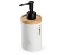 Kadax Soap Dispenser, Diameter 7.5 Cm, Hand Soap Dispenser In Marble Pattern, Plastic Soap Dispenser With Bamboo Lid (White)