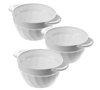 Kadax Soup Bowls 650 Ml, White Glass Bowls With Handles, Deep Bouillon Bowls For Broth, Stew, Cereal, Salad (Set Of 3, 650 Ml)