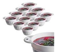 Kadax Soup Bowls 650 Ml, White Glass Bowls With Handles, Deep Bouillon Bowls For Broth, Stew, Cereal, Salad (Set Of 12, 650 Ml)