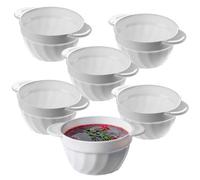 Kadax Soup Bowls 650 Ml, White Glass Bowls With Handles, Deep Bouillon Bowls For Broth, Stew, Cereal, Salad (Set Of 6, 650 Ml)