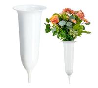Kadax Spiked Grave Vase, Plastic Memorial Vase, Weatherproof Grave Flower Holder For Cemetery (10 Cm, White)