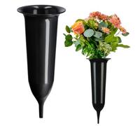Kadax Spiked Grave Vase, Plastic Memorial Vase, Weatherproof Grave Flower Holder For Cemetery (13,5 Cm, Black)