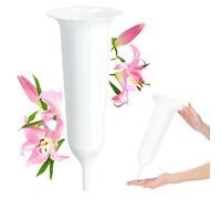 KADAX Spiked Grave Vase, Plastic Memorial Vase, Weatherproof Grave Flower Holder for Cemetery, Graveside Ornament for Artificial Flowers (34.5 cm, White)