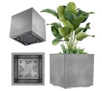 Kadax Square Planter, Eco-Friendly Plant Pot With Wheels And Drainage (39 X 40 Cm, Anthracite, Concrete Look)