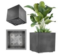 KADAX Square Planter, Eco-Friendly Plant Pot with Wheels and Drainage, Large Plastic Flower Pot with Decorative Surface for Outdoor and Indoor Use (Black)