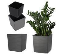 Kadax Square Planter, Large Flower Pot For Indoor And Outdoor Use (19Cm, Graphite)
