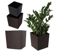 Kadax Square Planter, Large Flower Pot For Indoor And Outdoor Use (19Cm, Mocha)
