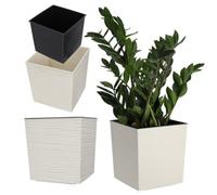 Kadax Square Planter, Large Flower Pot For Indoor And Outdoor Use (30Cm, Cream)