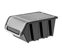 KADAX Stacking Boxes, Plastic Tool Organiser with Lids, Durable Storage Containers for Screws, Workshop Display Bins (Black, 1 Piece, 230 x 160 mm)