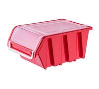 KADAX Stacking Boxes, Plastic Tool Organiser with Lids, Durable Storage Containers for Screws, Workshop Display Bins (Red, 1 Piece, 230 x 160 mm)