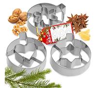 KADAX Stainless Steel Cookie Cutter Set of 3 Stars, Hearts, Flowers for Christmas, Party