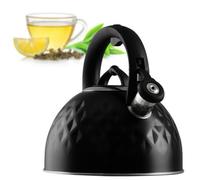 Kadax Stainless Steel Kettle, Enamel Kettle With Handle, Tea Kettle, Retro Kettle For All Hobs Tea Maker, Whistling (Black, 2.5 L)