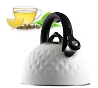 Kadax Stainless Steel Kettle, Enamel Kettle With Handle, Tea Kettle, Retro Kettle For All Hobs Tea Maker, Whistling (White, 2.5 L)