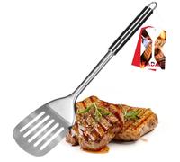 KADAX Stainless Steel Spatula Kitchen Utensil Length 35 cm Spatula Spatula with Ergonomic Handle and Hanging Eyelet Slotted Turner for Pan, Egg, Meat, Fish
