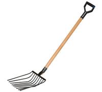 Kadax Steel Fork, Turnip Fork With D Handle, Wooden Handle, Spade Fork, Hay Fork, Potato Fork, Manure Fork (Black)