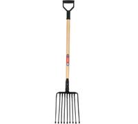 Kadax Steel Potato Fork, D-Handle Turnip Fork, Wooden Handle Fork, Rake, Hay Fork, Stone Fork (10 Prongs, Black)