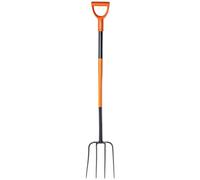 Kadax Steel Spade Fork, 135 Cm Long Fork, Pitchfork, Digging Fork For Digging, Ergonomic Garden Fork, (4 Prongs, Black-Orange)