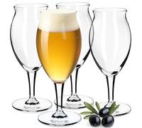 KADAX Stemmed Beer Glasses 410 ml, Transparent Pint Glasses for Ales, Lagers and Stouts, Large Glassware with Stem for Craft Beer (Set of 4)