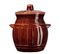 KADAX Stoneware Barrel with Lid, Handmade Ceramic Pot with Two Handles for Pickling, Fermentation Pot with Wide Mouth Opening for Sauerkraut (3.7 L)