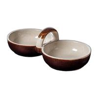 KADAX Stoneware Double Bowl, Two Compartments, 0.2 L, Brown, Rustic Style, Dishwasher, Microwave & Oven Safe, Snack & Dessert Bowl, 7