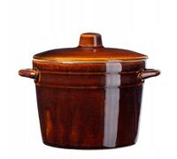 Kadax Stoneware Pot, Ceramic Pot With Side Handles And Lid, Dishwasher Safe Stoneware Pot, Handmade Ceramic Fermentation Pot (1L)