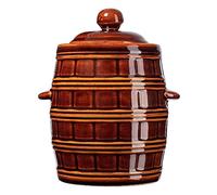 KADAX Stoneware Pot, Dense Ceramic Pot with Water Gutter and Lid, Dishwasher Safe Stoneware Pot, Ceramic Fermentation Pot, Pickle Pot (Brown, 4L)