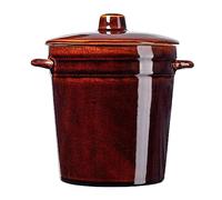 KADAX Stoneware Pot with Side Handles and Lid, Dishwasher Safe, Handmade Ceramic Fermentation Pot for Pickling Cucumbers (2 L High)