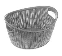 KADAX Storage Basket, Plastic Organiser with Handles, Decorative Oval Container in Several Colours, Versatile Basket for Laundry, Bathroom, Bedroom (1.5 L, Grey)