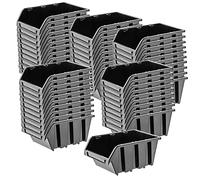 KADAX Storage Bins 390 x 240 mm, Plastic Organiser for Workshop and Garage, Storage Boxes for Screws and Nails, Stacking Bins (Black, Set of 50)