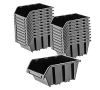 KADAX Storage Bins 390 x 240 mm, Plastic Organiser for Workshop and Garage, Storage Boxes for Screws and Nails, Stacking Bins (Black, Set of 20)