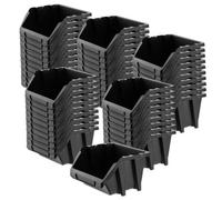 Kadax Storage Bins, Plastic Organiser For Workshop And Garage, Storage Boxes For Screws And Nails (Black, 214 X 198 mm, Set Of 50)