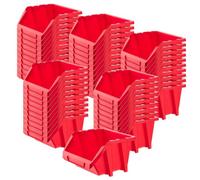 Kadax Storage Bins, Plastic Organiser For Workshop And Garage, Storage Boxes For Screws And Nails (Red, 144 X 118 mm, Set Of 50)