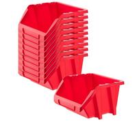 Kadax Storage Bins, Plastic Organiser For Workshop And Garage, Storage Boxes For Screws And Nails (Red, 214 X 198 mm, Set Of 10)
