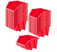 KADAX Storage Bins, Plastic Organiser for Workshop and Garage, Storage Boxes for Screws and Nails, Stacking Bins (Red, 118 x 98 mm, Set of 20)