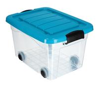 KADAX Storage Box, Large Plastic Container with Lid and Wheels, Clear Organiser for Toys, Useful Box for Moving, House Organisation (40L, Blue)