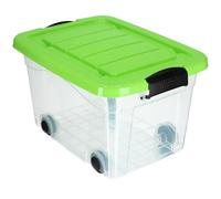 KADAX Storage Box, Large Plastic Container with Lid and Wheels, Clear Organiser for Toys, Useful Box for Moving, House Organisation (20L, Green)