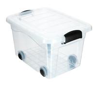 KADAX Storage Box, Large Plastic Container with Lid and Wheels, Clear Organiser for Toys, Useful Box for Moving, House Organisation (20L, Transparent)