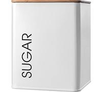 KADAX Storage Canister, Powder Coated Steel Container for Tea, Coffee, Sugar, Kitchen Storage Container with Lid, Airtight Jar (Square, Sugar, White)