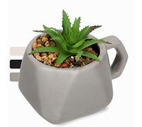 KADAX Succulents in Pot with Handle, Artificial Potted Plants, Small Artificial Plant, Faux Plant, Decorative Plant for Living Room, Office (Grey)