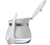 KADAX Sugar Bowl and Spoon Set, Powder-Coated Glass, 270 ml, 9 cm Sugar Dispenser in 2 Colours