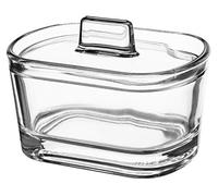 KADAX Sugar Bowl, Glass Sugar Jar with Ergonomic Lid, Transparent Glass Container with Sleek Handle, Decorative Bowl for Sugar with Strengthened Bottom (Oval)